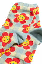 Blue Daisy Checked Socks