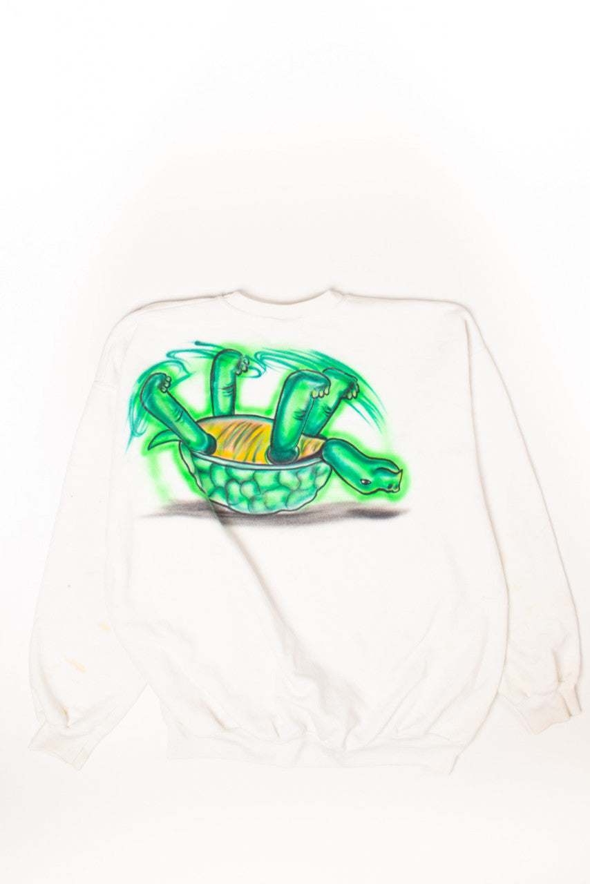 Vintage Flipped Turtle Airbrushed Sweatshirt (1980s)