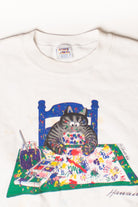 Vintage Hawaii Painting Cat Sweatshirt (1990s)