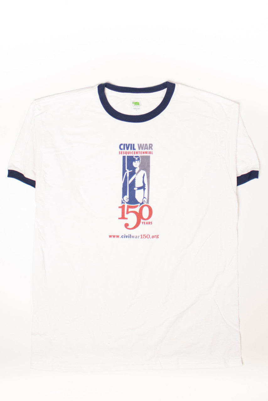 Vintage Cafe Press Civil War Ringer T-Shirt (2000s)