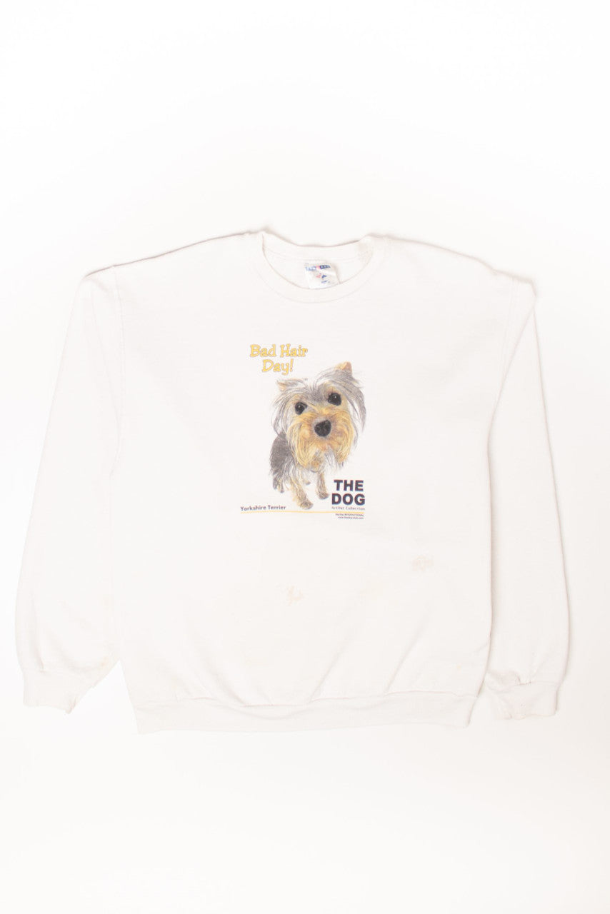 Vintage 'Bad Hair Day" Yorkshire Terrier Sweatshirt (1990s)