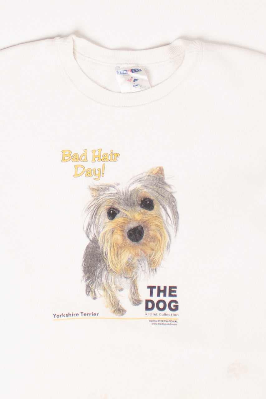 Vintage 'Bad Hair Day" Yorkshire Terrier Sweatshirt (1990s)