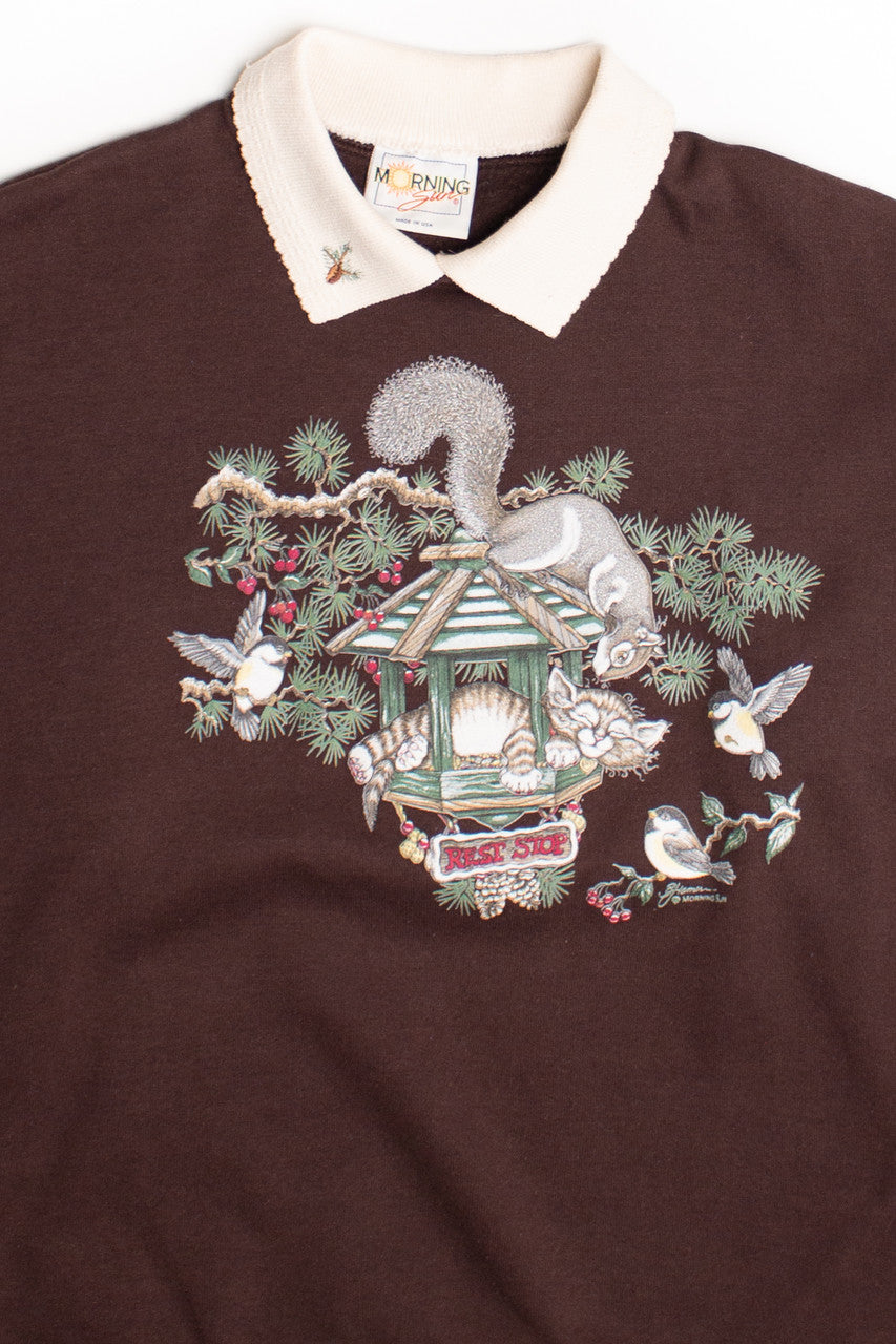 Vintage Cat Rest Stop  Ugly Christmas Sweater (1980s)