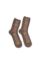 Brown Strawberry Floral Twist Socks - 1 Pair