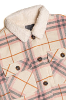 Ivory Sherpa Collar Plaid Trucker Jacket