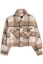Taupe Skimmer Brushed Plaid Jacket