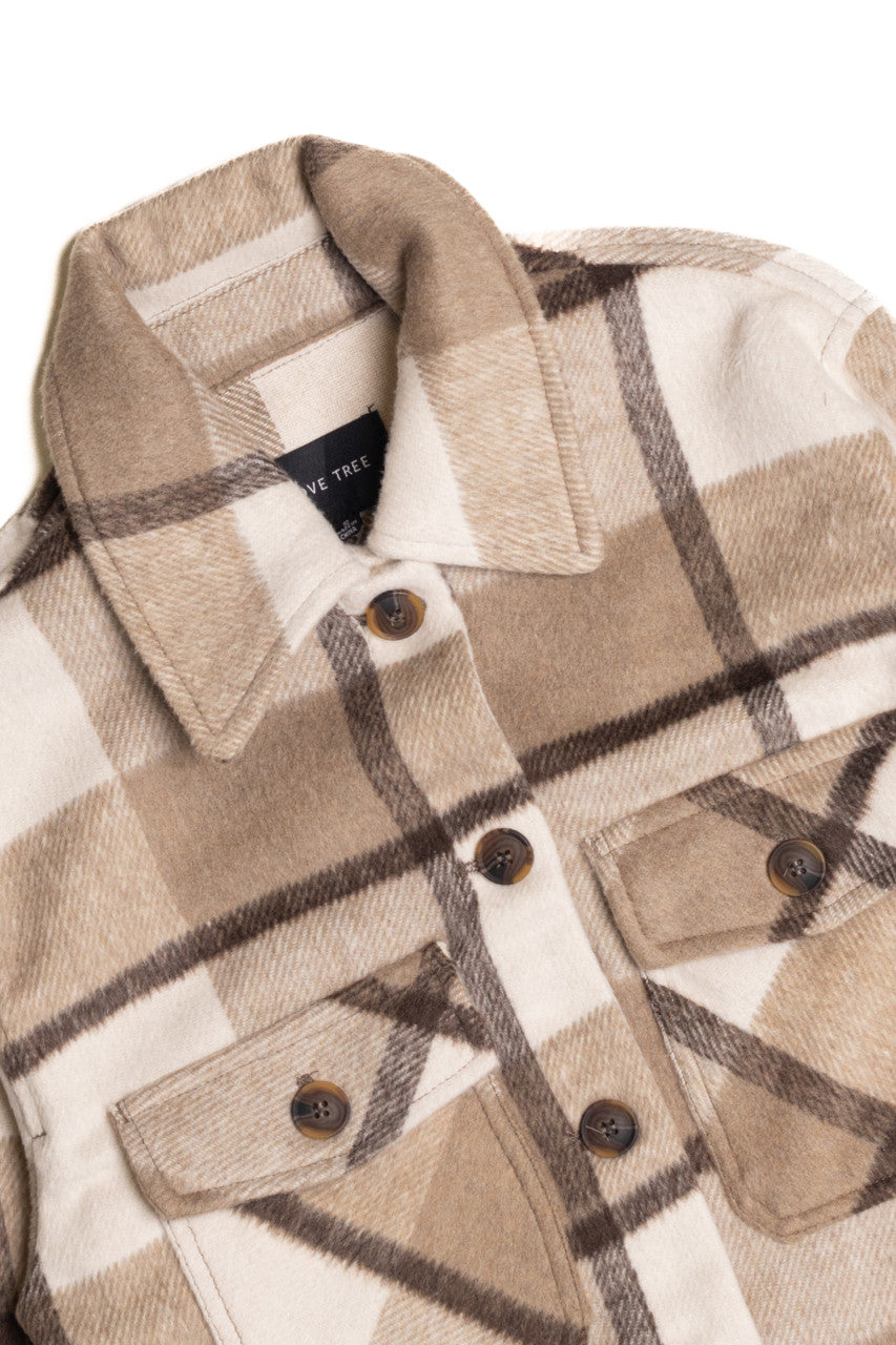 Taupe Skimmer Brushed Plaid Jacket