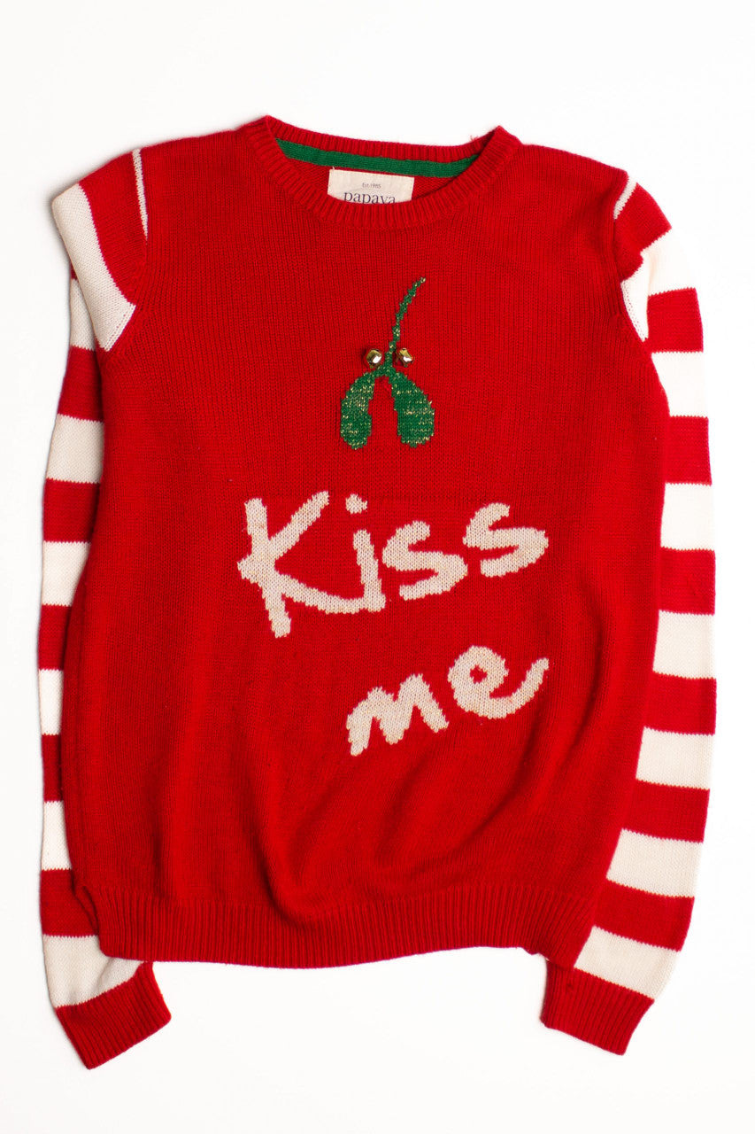 Red "Kiss Me" Ugly Christmas Pullover 58990