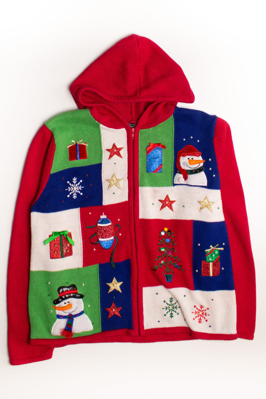 Multicolor Hooded Ugly Christmas Cardigan 58993
