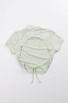 Sage Open Tie Back Mock Neck Tee