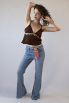 Scarf Belt Flare Jeans