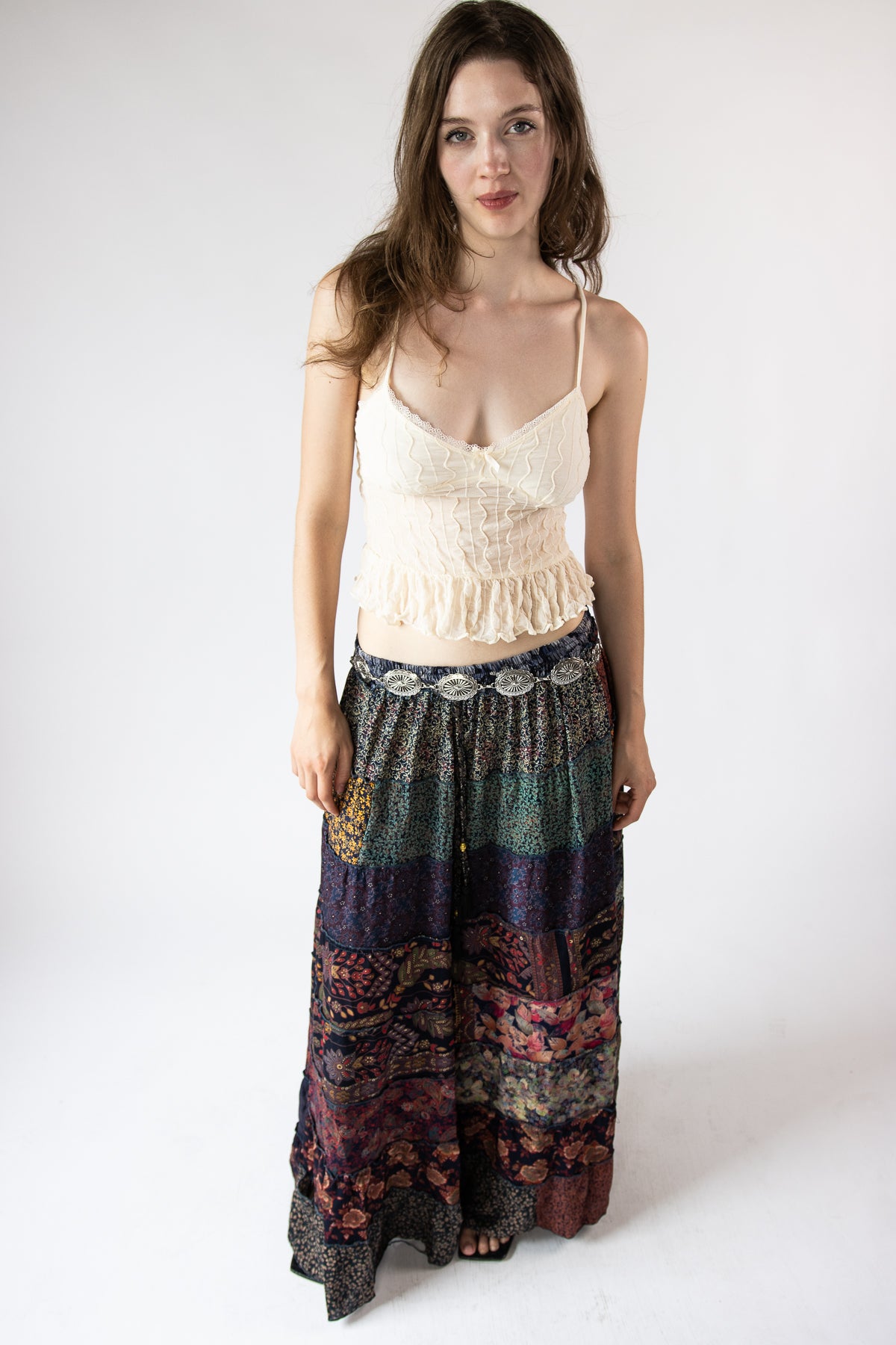 Scarf Prints Tiered Maxi Skirt
