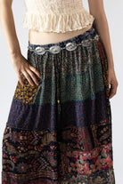 Scarf Prints Tiered Maxi Skirt