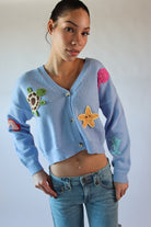 Ocean Life Crochet Applique Cardigan