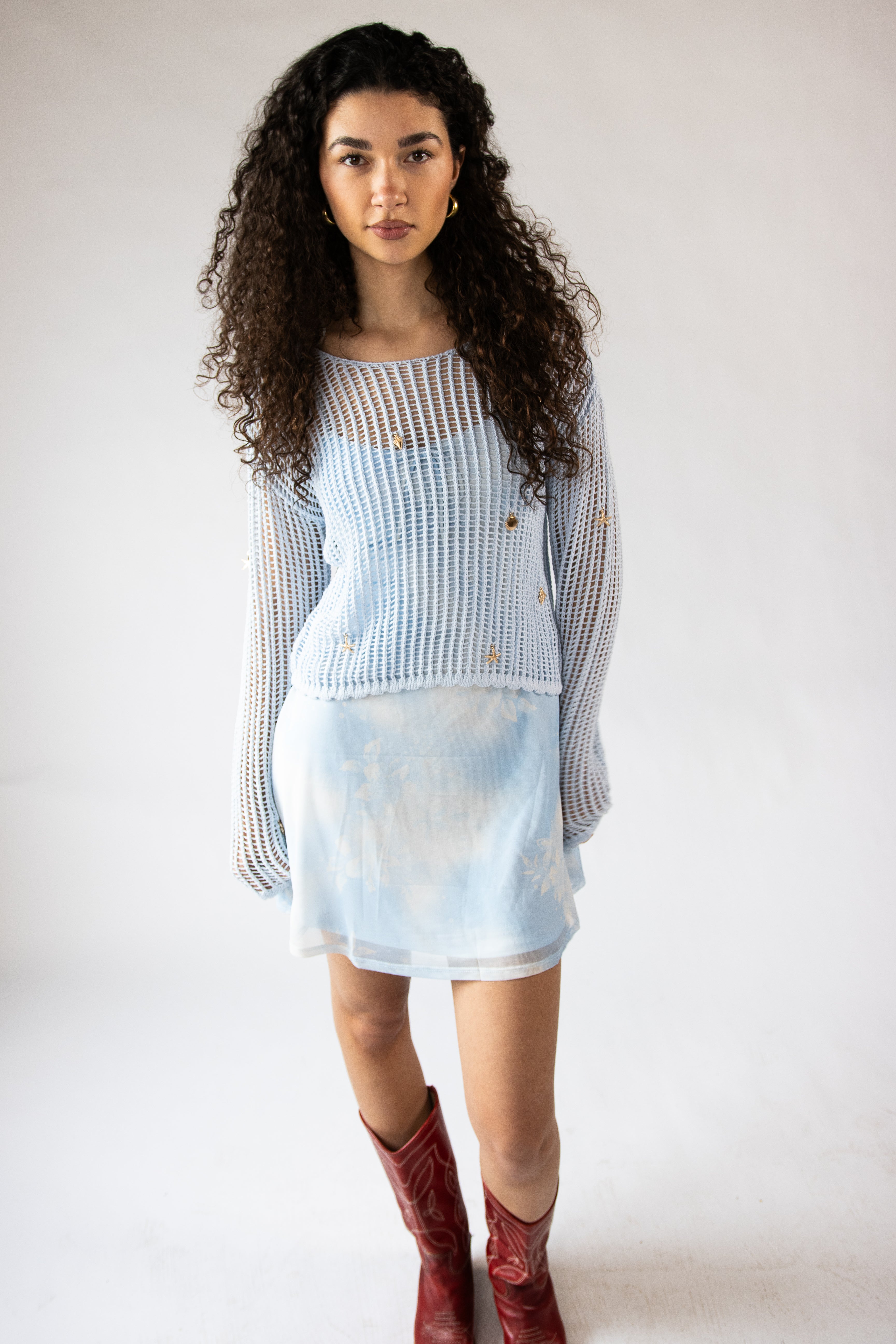 Seaside Crochet Mesh Sweater