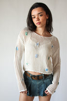 Seaside Crochet Mesh Sweater