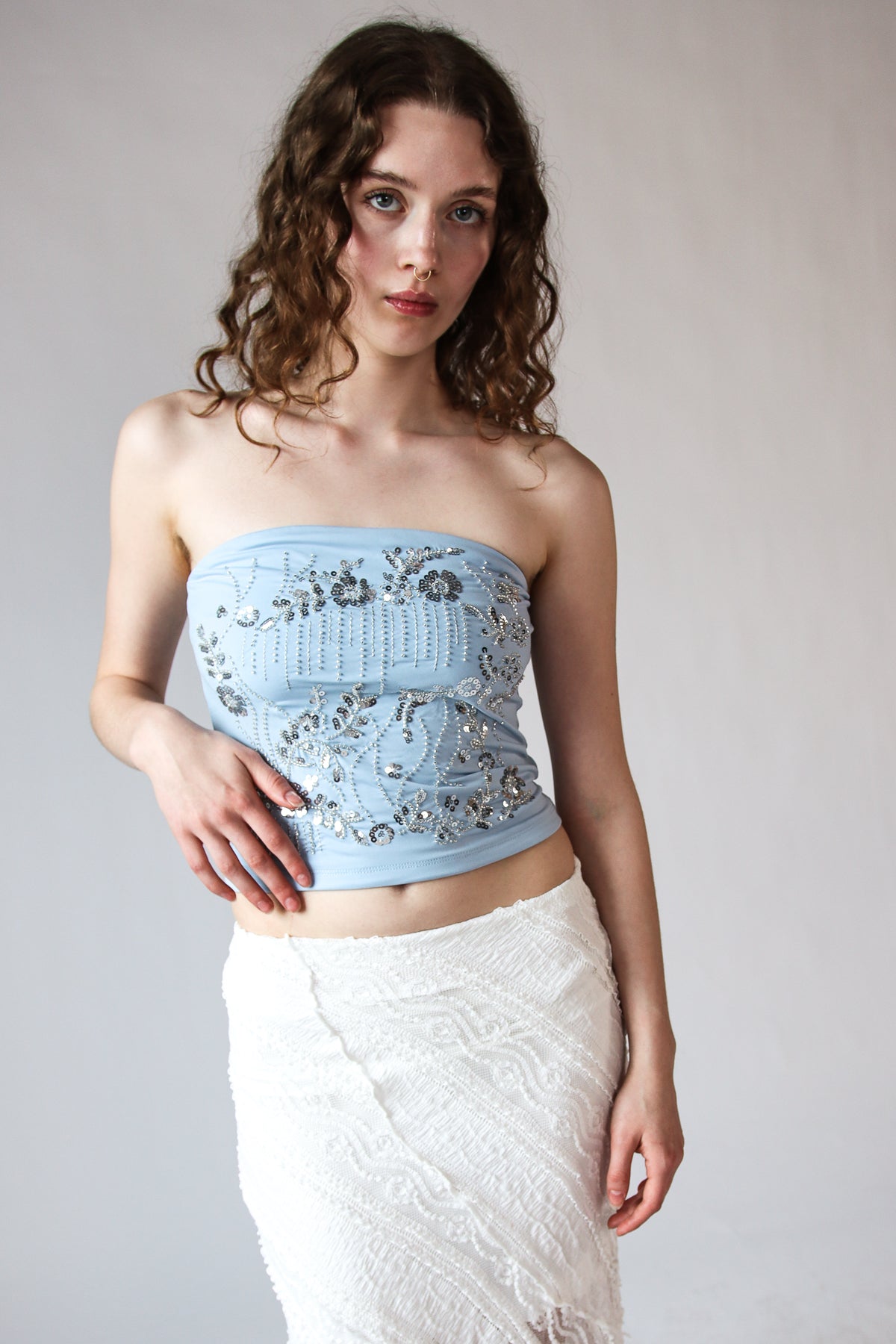 Sequin Beaded Tube Top