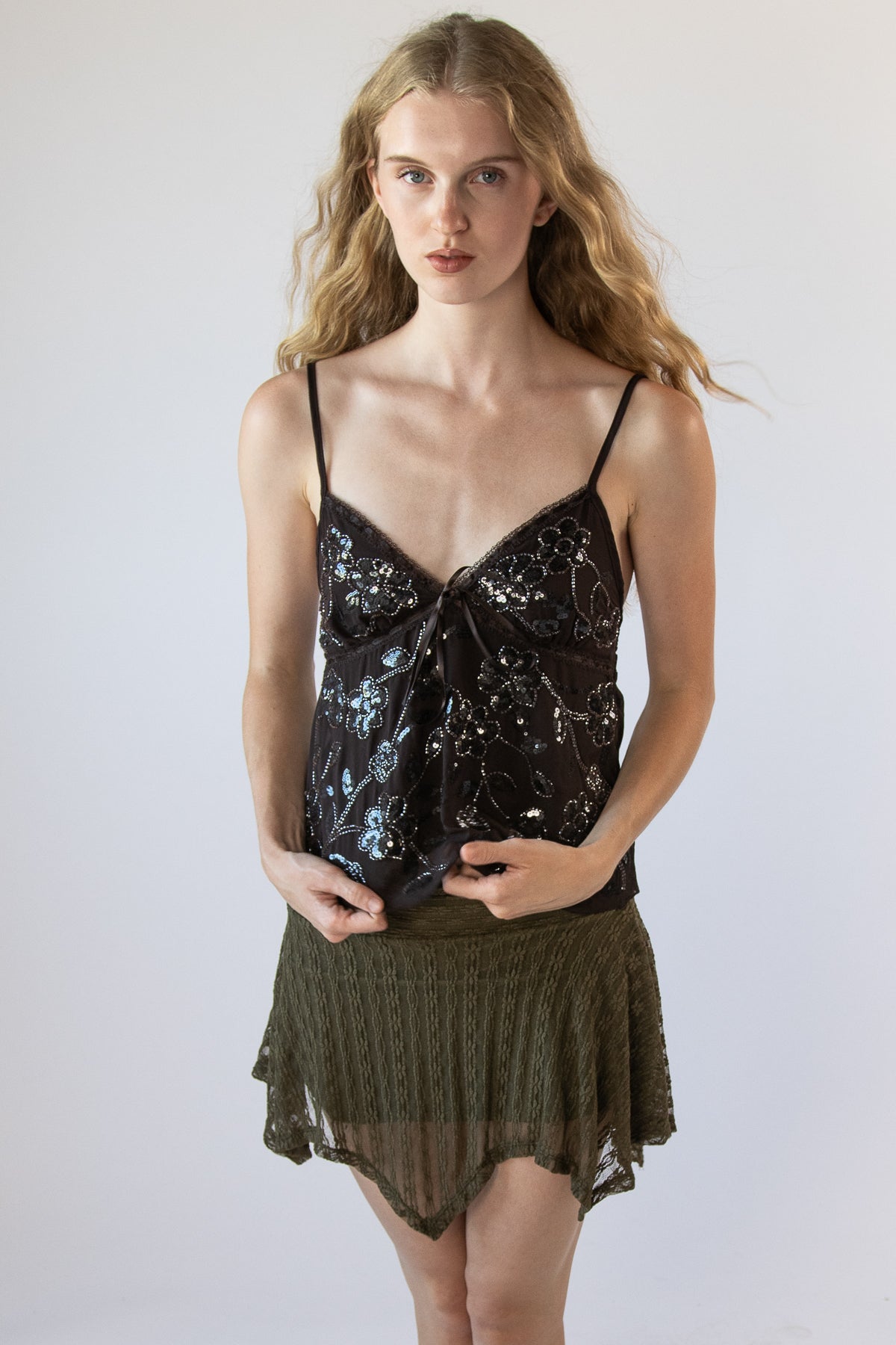 Sequin Chiffon Babydoll Cami