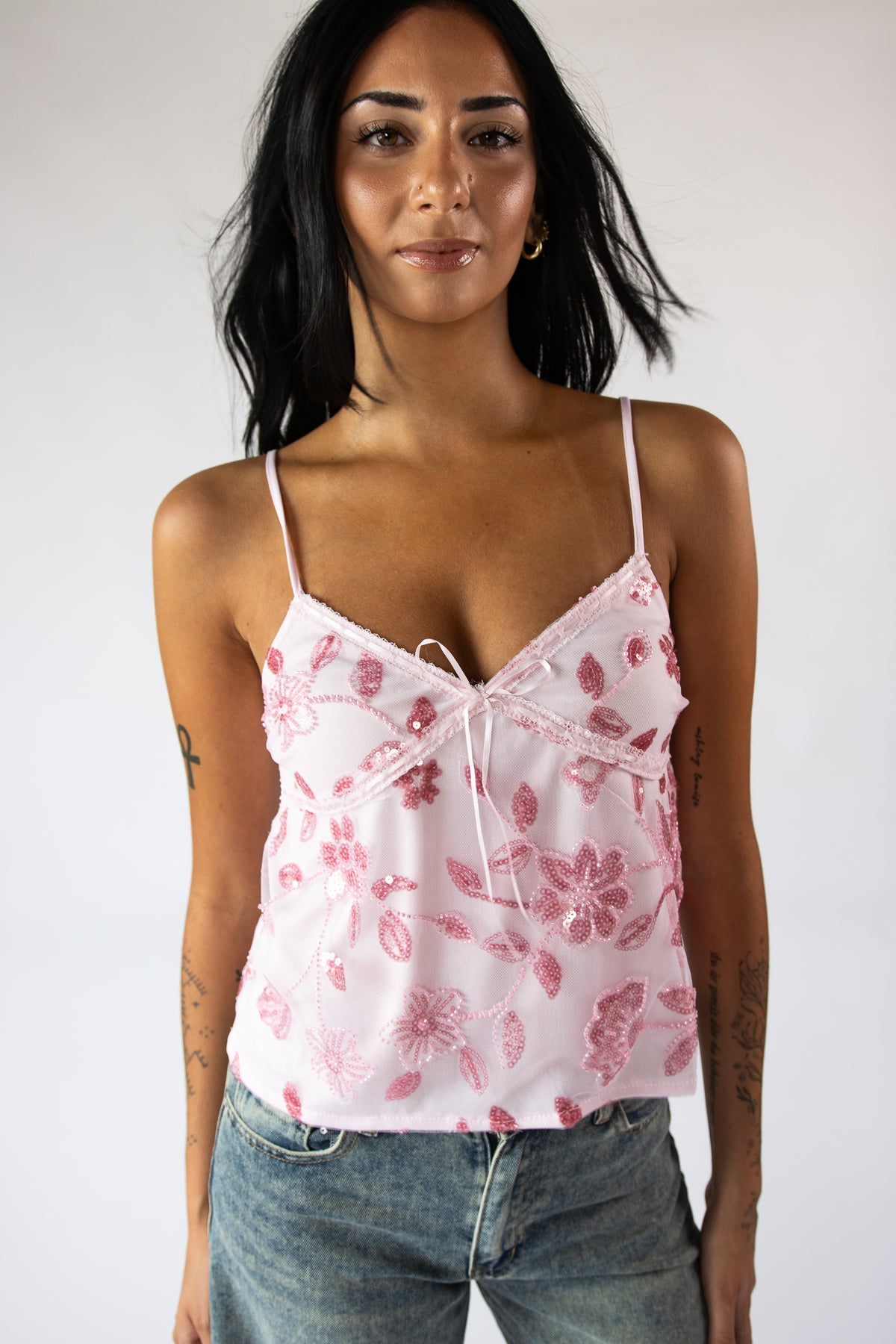 Sequin Floral Beaded Cami