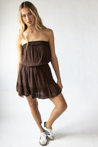 Sequin Flower Strapless Mini Dress