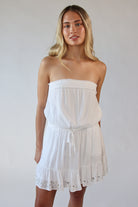 Sequin Flower Strapless Mini Dress