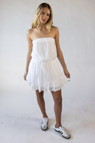 Sequin Flower Strapless Mini Dress