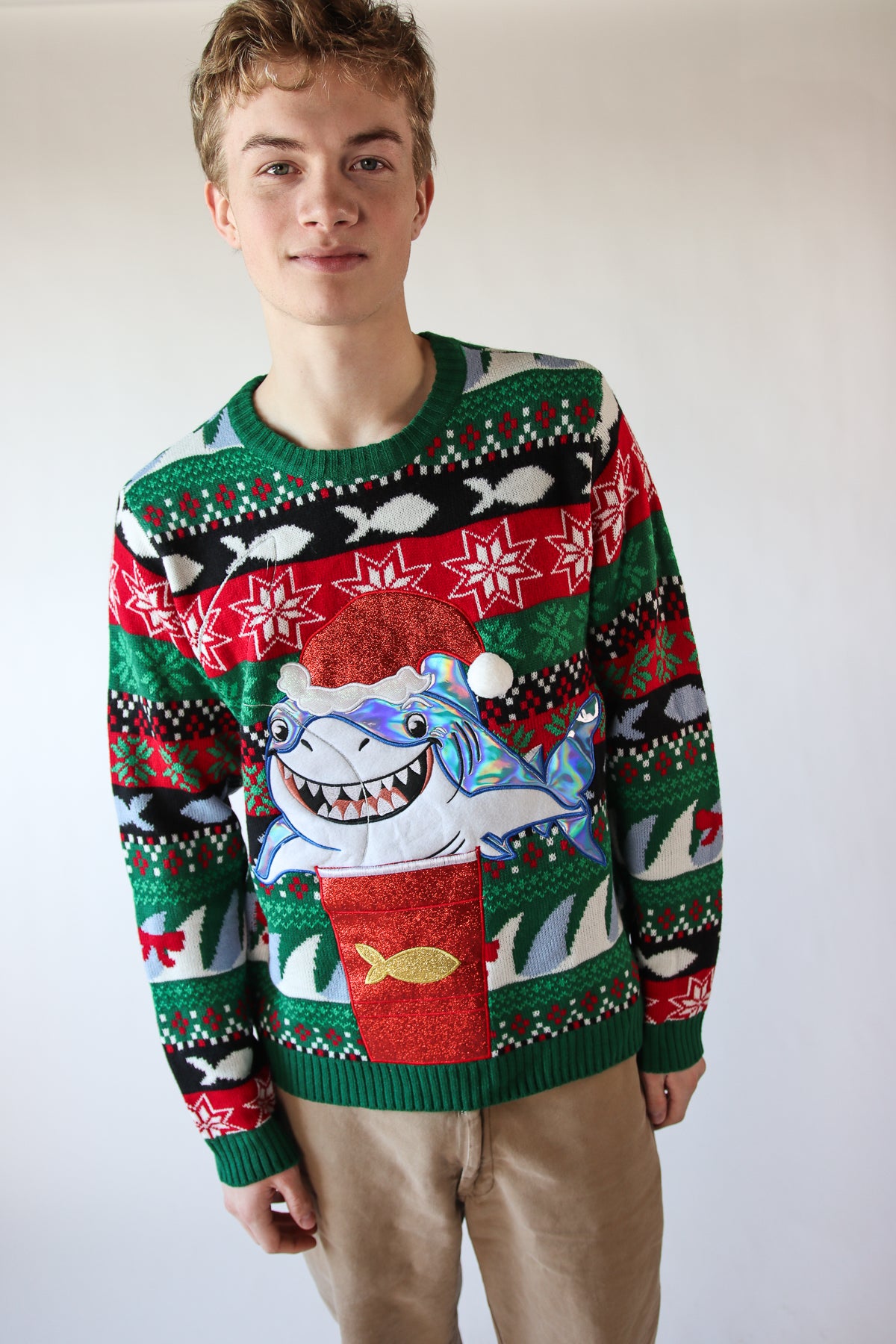 Christmas Shark Drink Holder Sweater