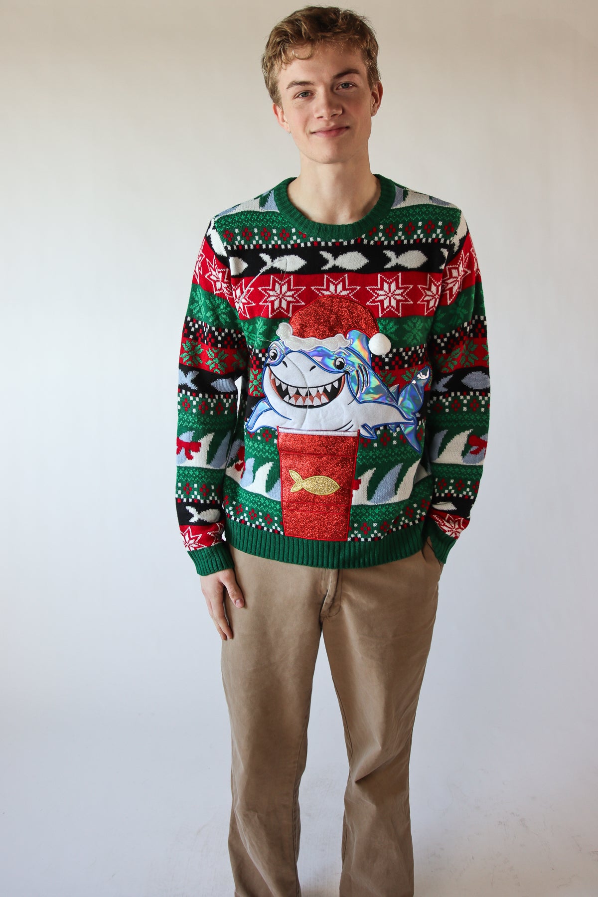Christmas Shark Drink Holder Sweater