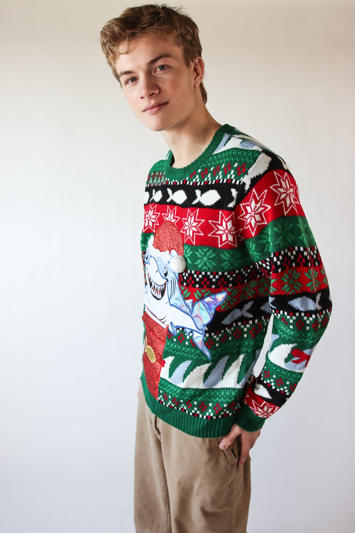 Christmas Shark Drink Holder Sweater