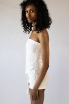 Side Ruched Floral Lace Tube Top