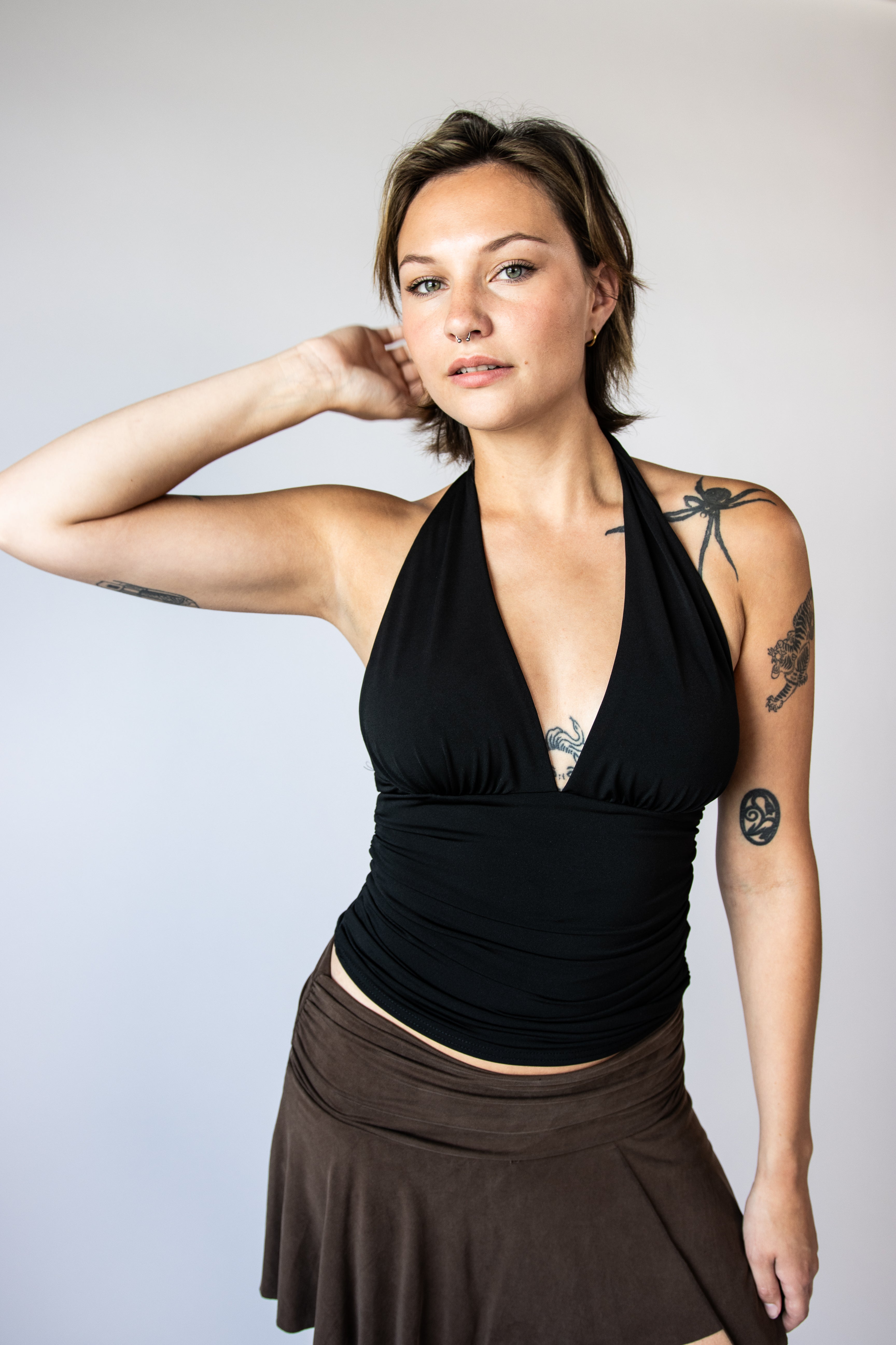Side Ruched Halter Top