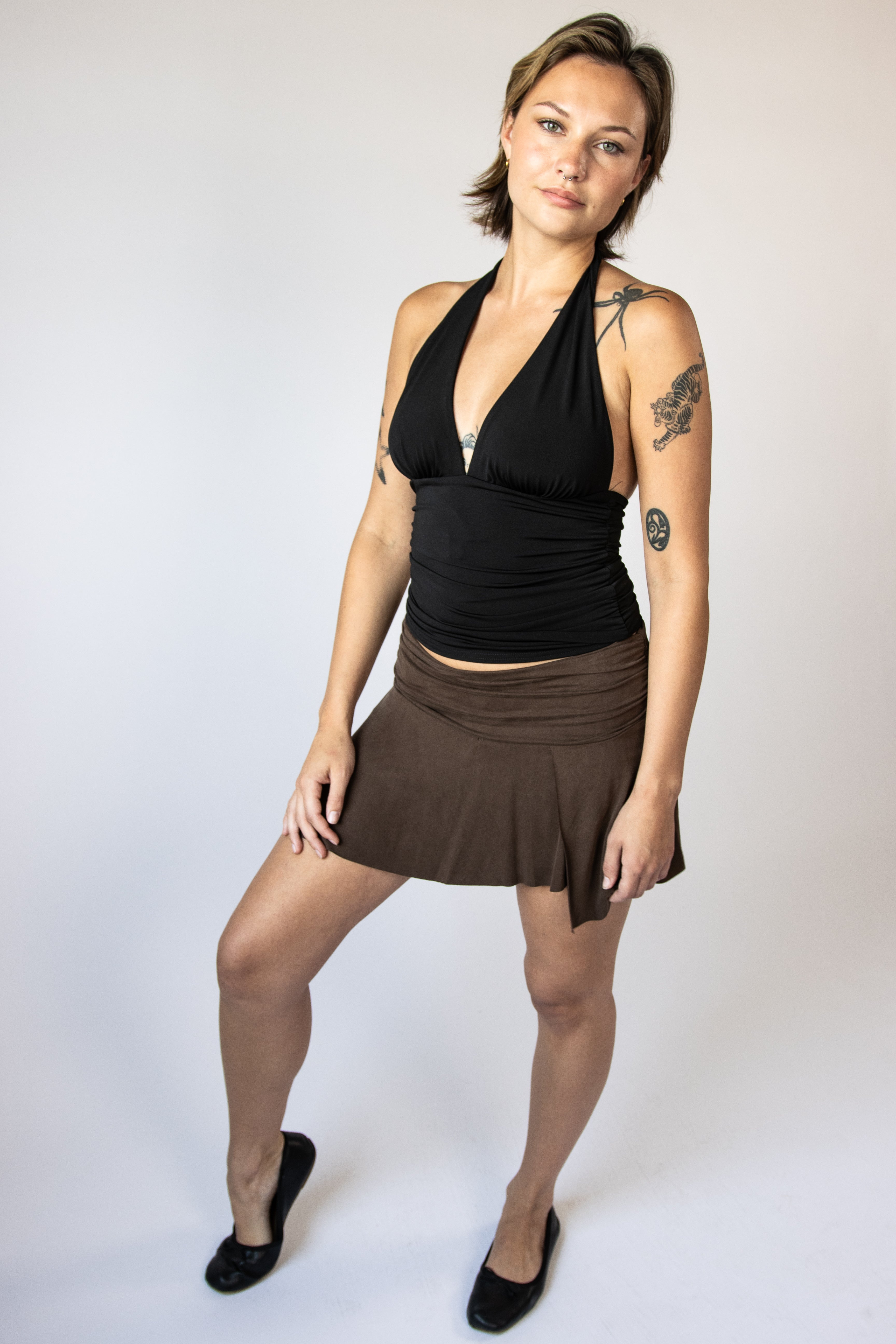 Side Ruched Halter Top