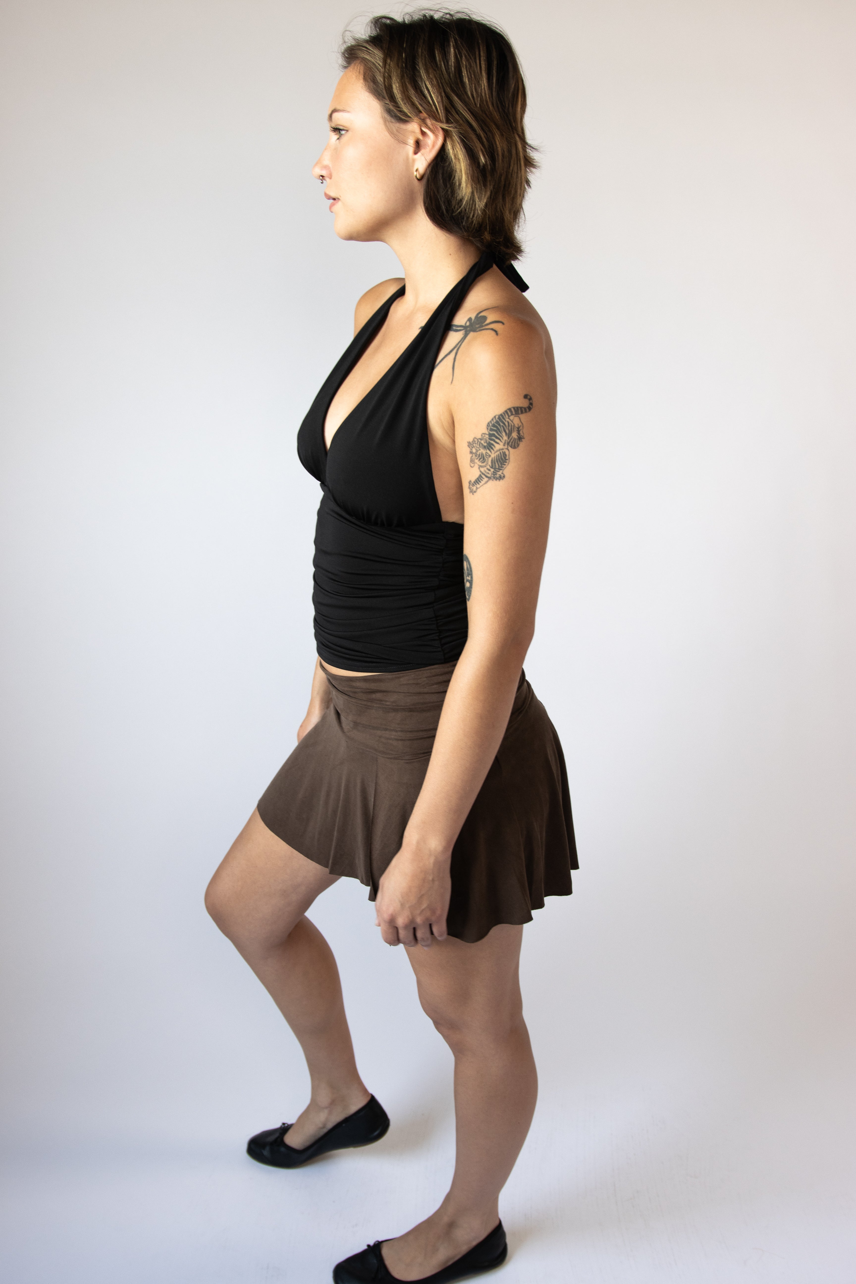 Side Ruched Halter Top