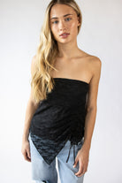 Floral Lace Ruched Tube Top