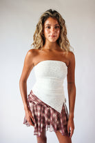 Side Ruche Lace Tube Top