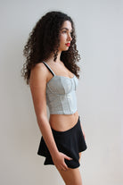 Holographic Glitter Bustier Top