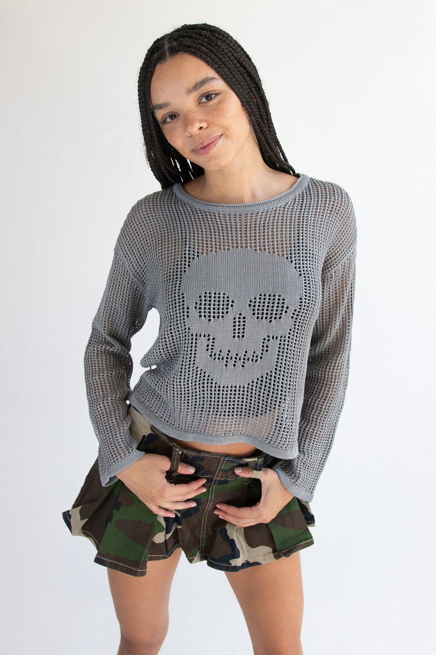 Mesh Stitch Skull Sweater
