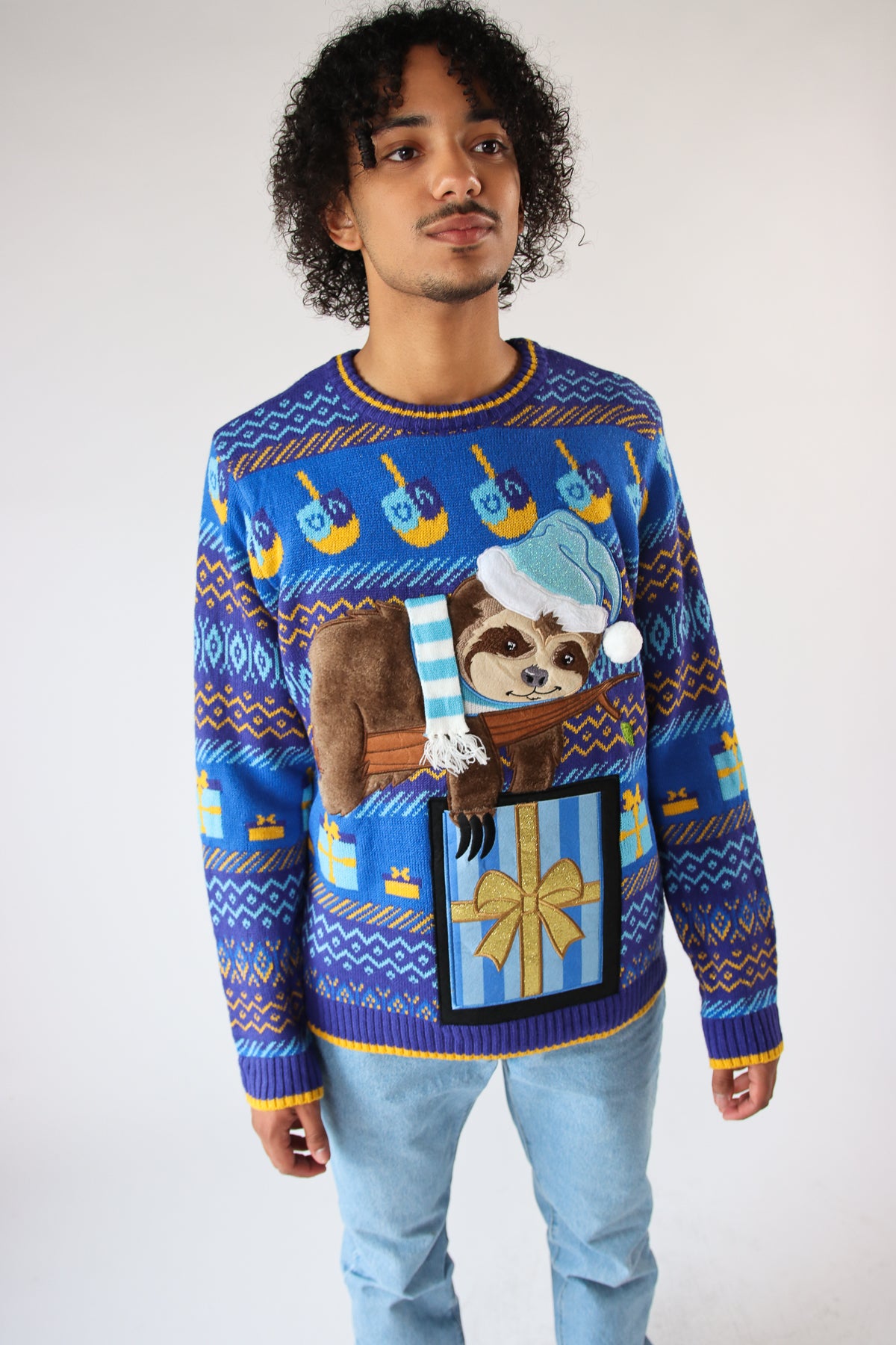 Drink Holder Sloth Hanukkah Sweater