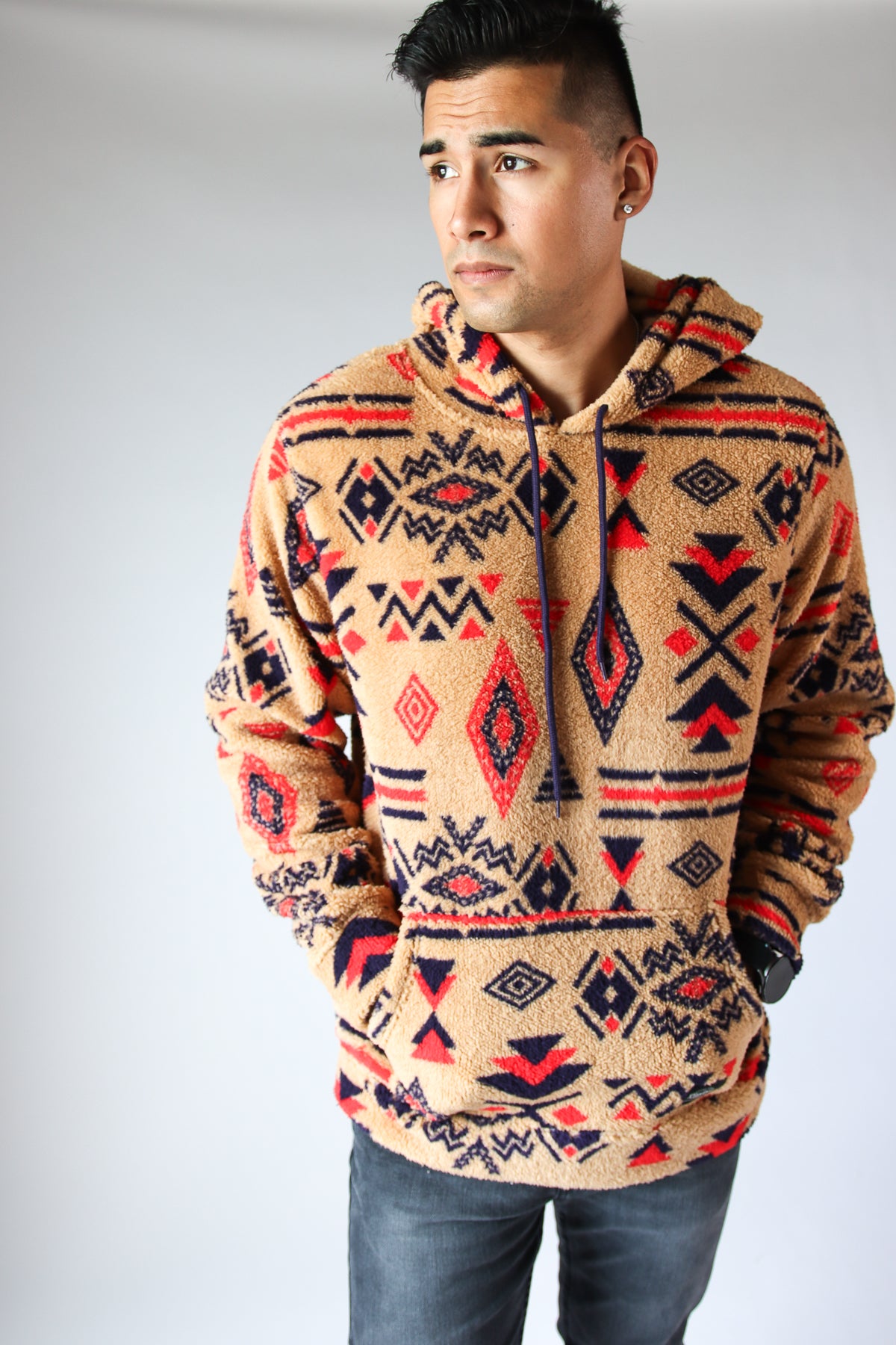 Southwest Pattern Sherpa Hoodie