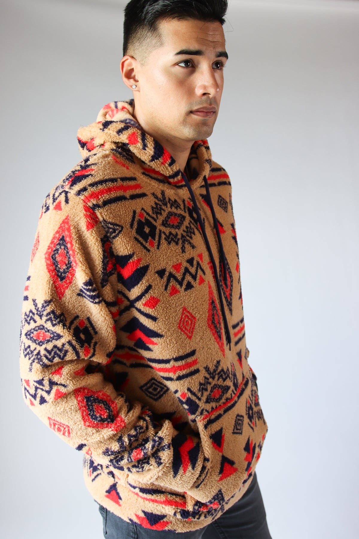 Southwest Pattern Sherpa Hoodie