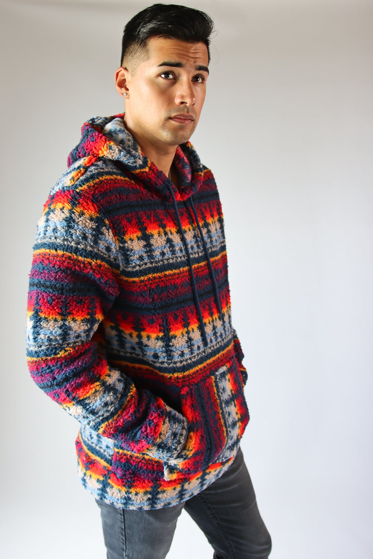 Southwest Pattern Sherpa Hoodie
