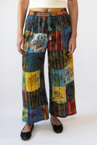 Stamped Tie Dye Wide Leg Patchwork Pants