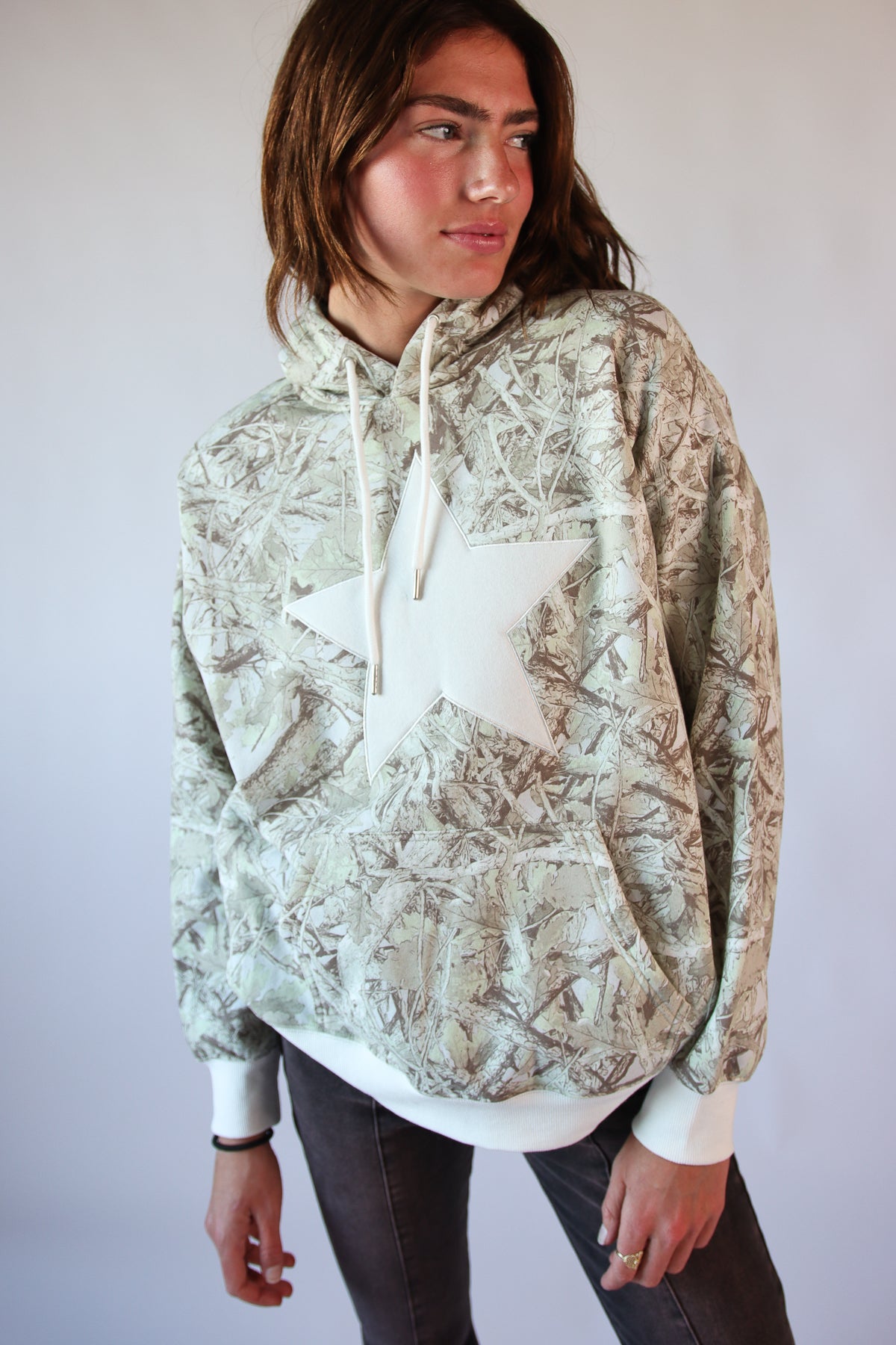 Star Applique Camo Sweatshirt