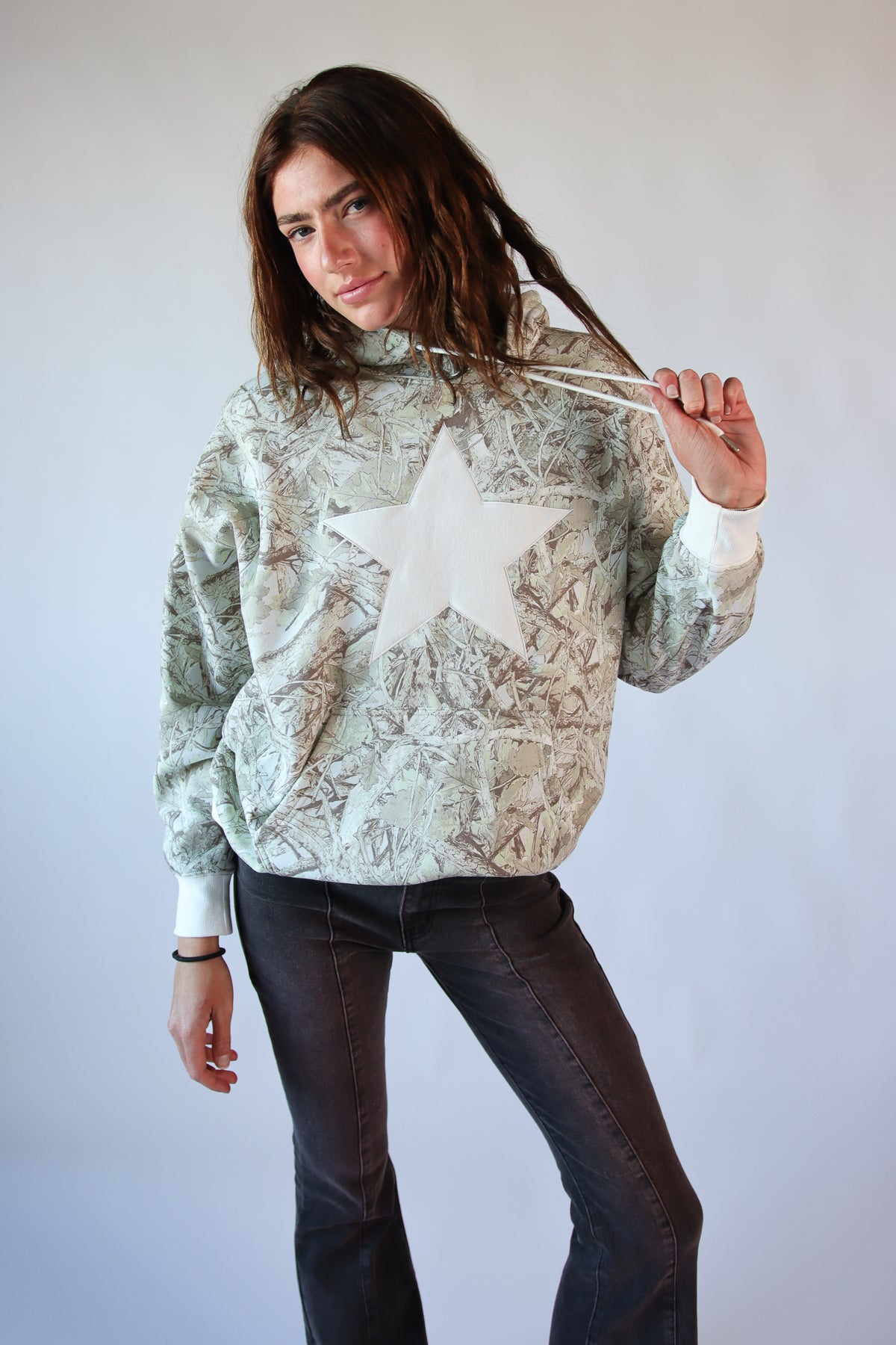 Star Applique Camo Sweatshirt