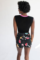 Embroidered Patch Sporty Notch Neck Seamless Tee