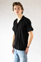 Stretch Textured Woven Button Up Shirt