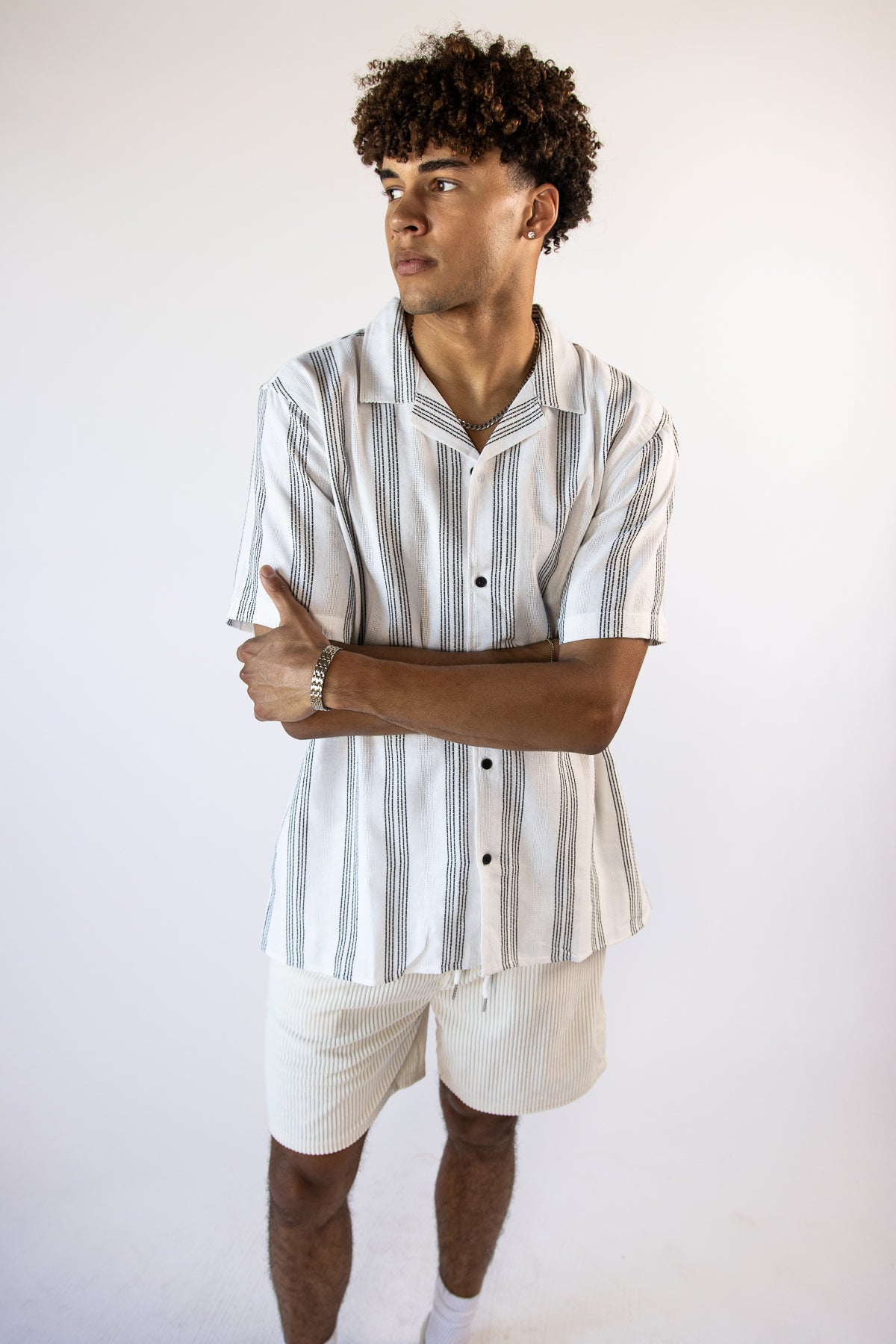 Vertical Stripe Camp Shirt