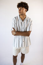 Vertical Stripe Camp Shirt