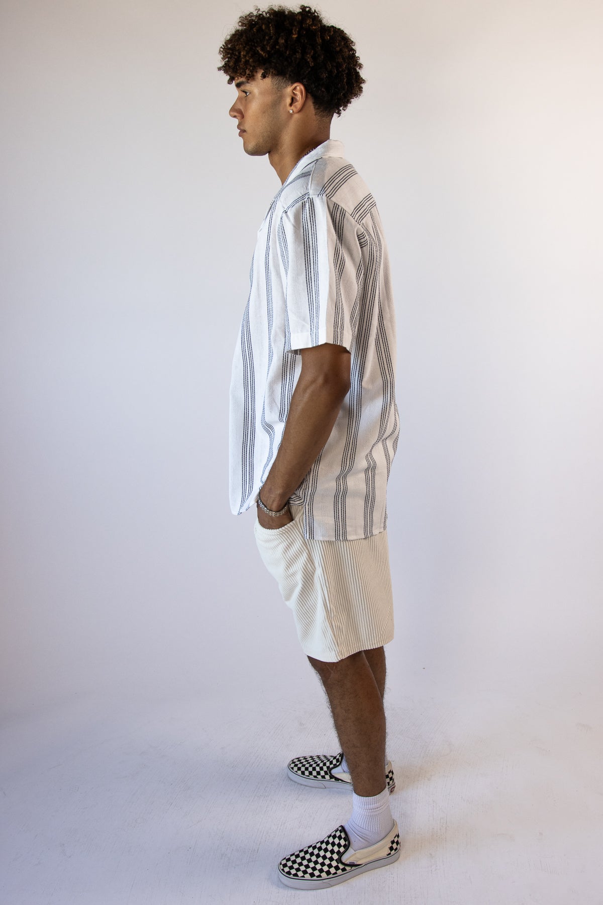 Vertical Stripe Camp Shirt