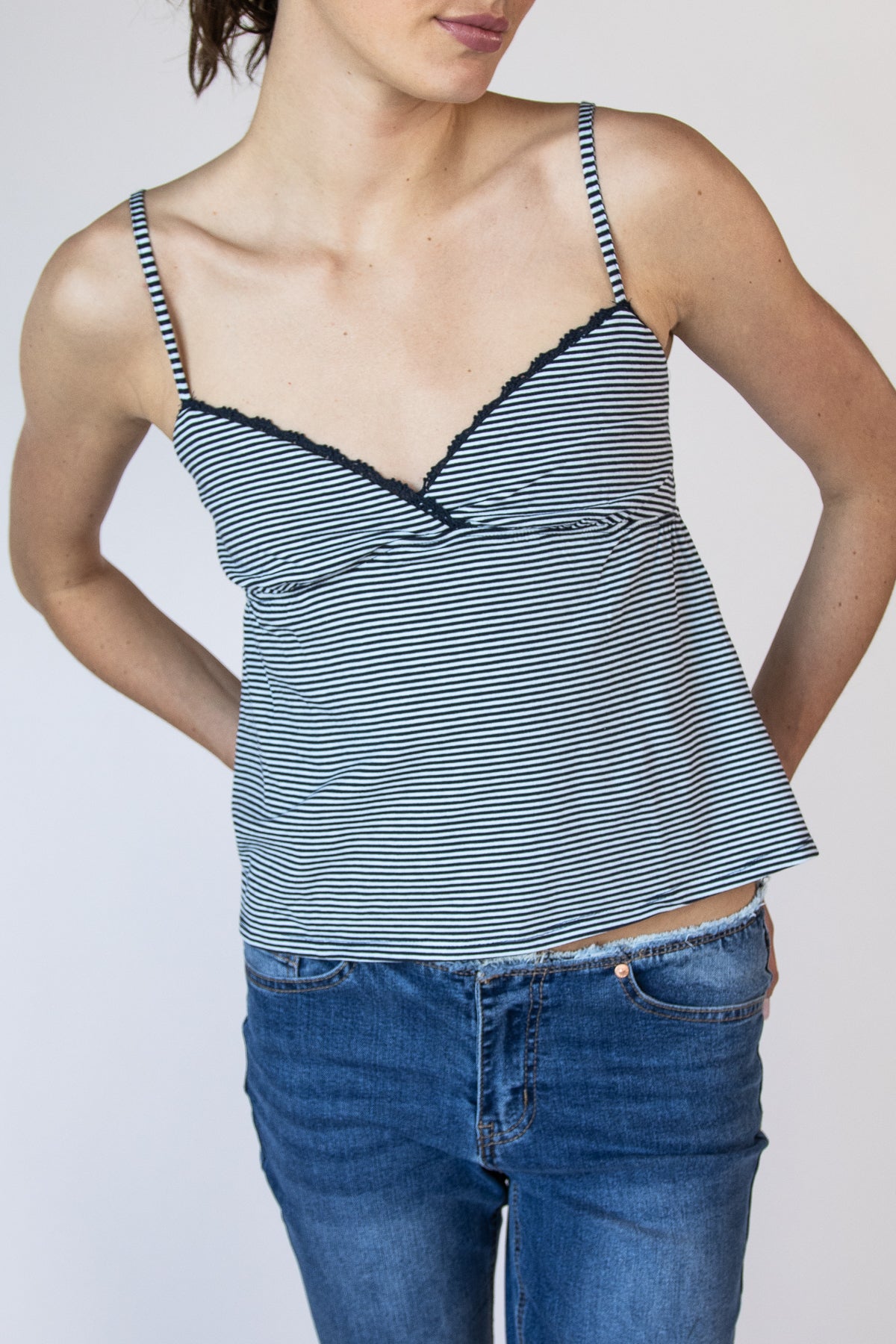 Stripe  Babydoll Cami Top